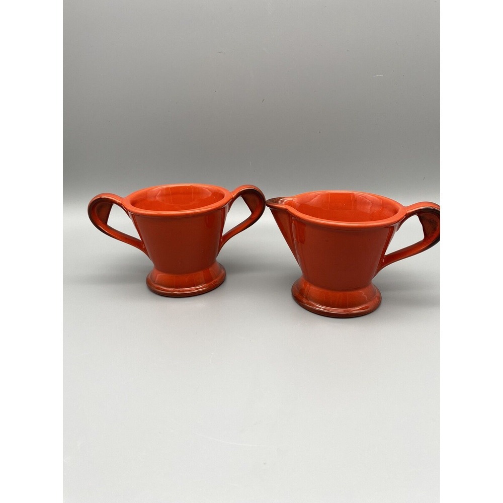 Vintage Metlox Poppytrail Rooster Creamer And Open Sugar Made In USA